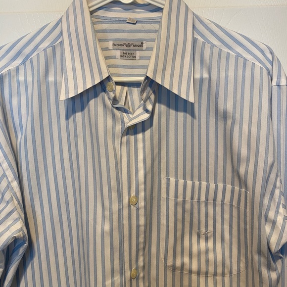 Emporio Armani Men’s Blue/White Striped Button Down Shirt Size L - Picture 3 of 6